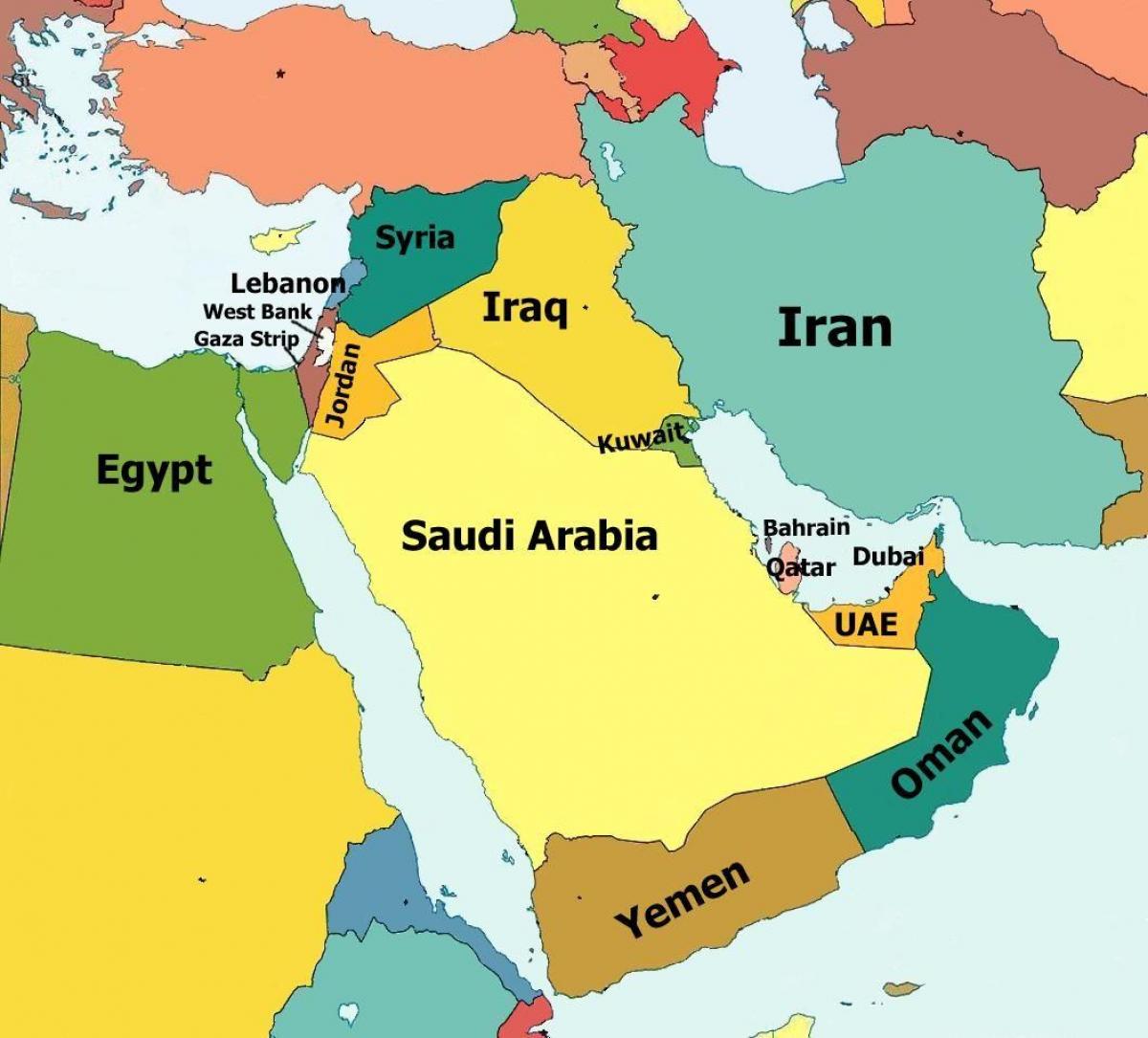 mapa Bahrajne a okolitých krajín