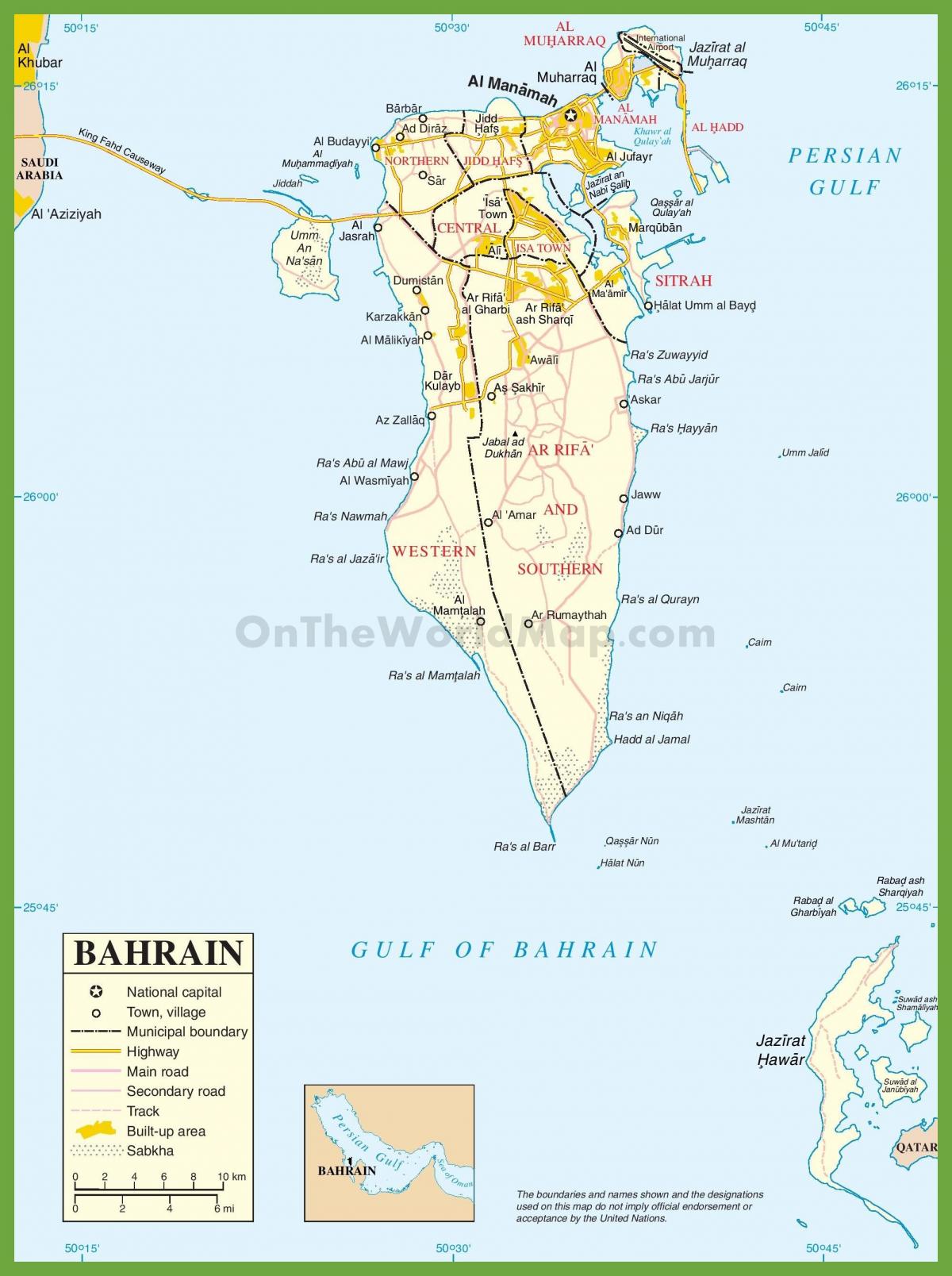 Bahrajn mestá mapu