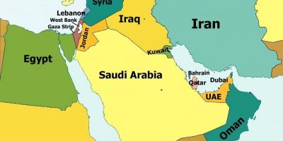 Mapa Bahrajne a okolitých krajín
