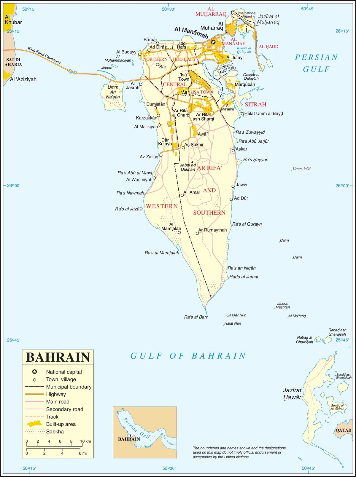 Bahrajn politickú mapu