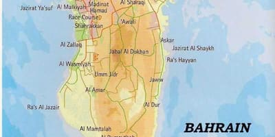 Bahrajn mapa s miestami,